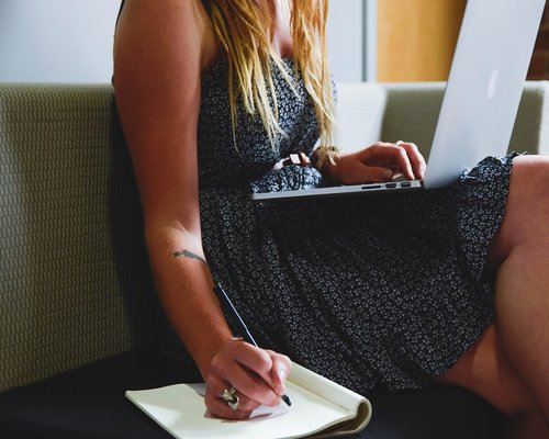 Woman taking a short break from her laptop
